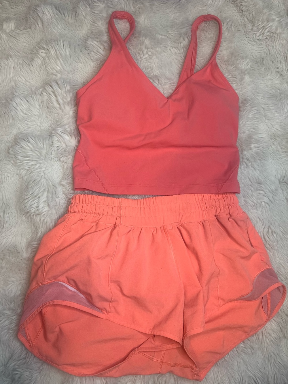 Coral lululemon align tank and short set